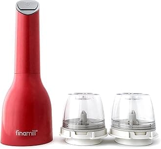 FinaMill Award Winning Battery Operated Pepper Mill & Spice Grinder in One, Adjustable Coarseness, Ceramic Grinding Elements, One Touch Operation with LED Light, Includes 2 Quick-Change PROPlus Pods