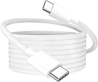 MYVN 80W USB-C to USB-C Fast Charging Cable, MFi-Certified PD Cable for iPhone 15/15 Plus/15 Pro/15 Pro Max, 16/16 Plus/16 Pro/16 Pro Max, 17/17 Pro/17 Pro Max/17 Air – Nylon Braided, White