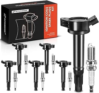 A-Premium Ignition Coil Pack and Iridium Spark Plugs Compatible with Toyota Camry 2010-2017, Tundra 2013-2014, Highlander 2009-2016, V6 4.0L, Set of 6