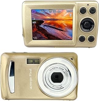 16MP Compact Digital Camera with 2.4" LCD Screen – Easy Point and Shoot Camera for Kids, Teens, Beginners & Seniors | USB Cable Included | Lightweight Travel-Friendly Design (Gold)