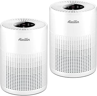 2 Pack Air Purifiers for Bedroom H13 True HEPA Air Filter Cleaner, Odor Eliminator, Remove Smoke Dust Pollen Pet Dander, Night Light For Home Living Room Dorm, Quiet 24dB Filtration System
