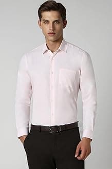 Peter England Men's Everday Regular Fit Solid Shirt | Cotton Rich | 5-Pin Pocketing