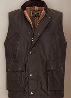 Men's Winchester Multi Pocket Waxed Cotton Gilet Outdoor Camping Waistcoat Hiking Travelling Jacket Brown