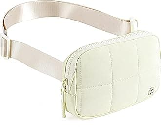 Telena Bum Bag レディース ベルトバッグ メンズ クロスボディ ウエストバッグ 調節可能なストラップ付き, パファーチェック-ベージュ。, Reasonable