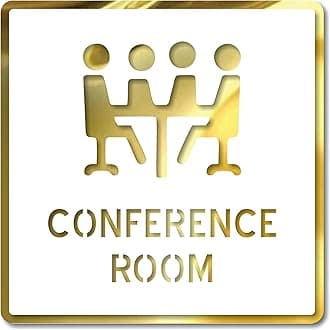 CONFERENCE ROOM Sign/Sticker-Premium white Mirror Gold Acrylic Signage.Durable & Modern Sign. Self-Adhesive Tape(3M). Designed for offices, meeting rooms and corporate spaces.
