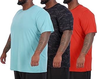 Real Essentials 3 Pack: Men’s Big & Tall Short Sleeve Dry Fit Crew Neck T-Shirt - Gym Workout Athletic Running Tee (3XT-5XT)