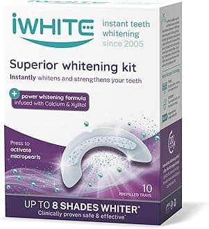 iWhiteSuperior Teeth Whitening Kit 10 Pre-Filled Teeth - Infused with Calcium and Xylitol - Instantly Whitens and Strengthens Your Teeth