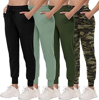 4 Pack Joggers for Women - Sweatpants with Pockets Lightweight Comfy Yoga Pants for Workout Travel Lounge
