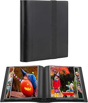 Small Photos Album Black Inner Page with Strong Elastic Band, Each Holds 64 Photos, 4x6 Mini Book Photo Pictures Album Birthday Christmas Photo Albums Wedding Anniversary (Black)
