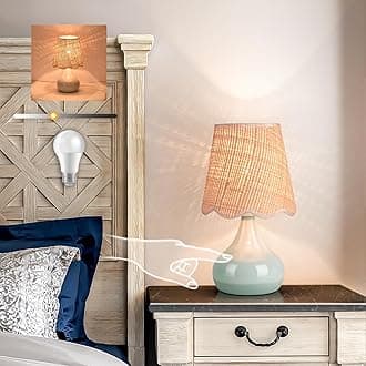 Blue Small Touch Control Table Lamp for Bedroom, Blue Bedside Lamps for Nightstand,Cute Mini Small Table Lamps for Small Spaces with Scalloped Shade for Kitchen Counter,Bookshelf,Living Room
