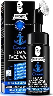 Muuchstac Ocean Foam Face Wash for Men | Fight Acne & Pimples, Brighten Skin, Clears Dirt, Oil Control, Refreshing Feel - Multi-Action Formula | 100 ml