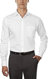 Van Heusen Men's Lux Sateen Fitted Solid Spread Collar Dress Shirt