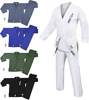 POZTEVBrazilian Jiu Jitsu Gi for Men & Women BJJ Gi Grappling Kimonos Preshrunk Lightweight Fabric Martial Arts Uniform