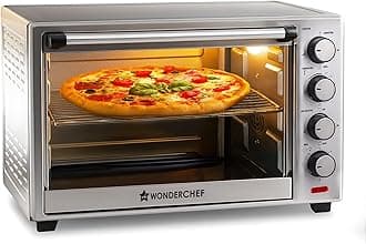 Wonderchef Oven Toaster Griller (OTG) - 60 litres, Steel with Rotisserie, Auto-Shut Off, Heat-Resistant Tempered Glass, 6-Stage Heat Selection Bake, Grill, Roast | Easy clean