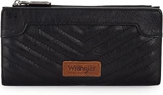 Wrangler Minimalist Wallet for Women Credit Card Wallet Ladies Travel Wallets Black Wallets for Womens Monederos de Mujer Card Cases & Money Organizers with Smooth Zippers for Women Men