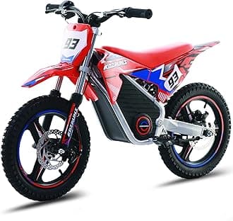 OLALA 36V Electric Dirt Bike for Kids 4-8, 350W Brushless Motor with 3-Speed Control, 18.6 MPH Max Speed, 14" Off-Road Tires Motorcycle, for Boys & Girls, Red