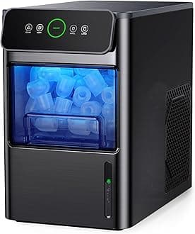 Portable Countertop Ice Maker - 20lbs of Bullet Ice per Day, Makes Ice in 6 Minutes, Stainless Steel with Visible Water Level Window, Ideal for Kitchen, Office, and Camping