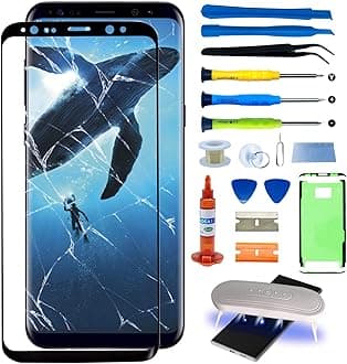 for Samsung Galaxy S8 Front Glass Repair Kit Screen Replacement Outer Glass Screen incl Waterpoof Frame Adhesive,Repair Glue and Lamp Tool Kit(No Digitizer,No LCD) 5.8 inch