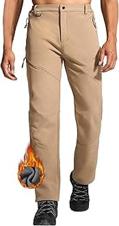 Mens Snow Ski Hiking Pants Winter Fleece Lined Outdoor Waterproof Insulated Zipper Bottom Leg