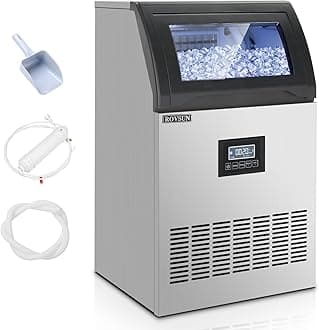 ROVSUN 200LBS/24H Commercial Ice Maker, Freestanding/Under Counter Industrial Ice Machine with Time Reservation, 29lbs Storage Bin, LED Panel & Water Filter for Home Office Restaurant Bar Cafe