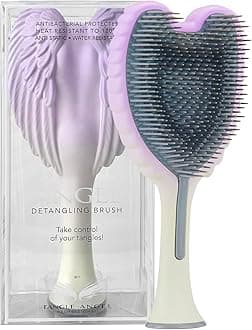 Hair Extension Brush - Anti Static Soft Bristle Paddle Brush for Straight or Wavy Hair - Wings Shower & Blow Drying Detangler Hairbrushes for Women - Two Tone Lilac Ivory