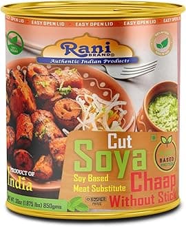 Rani Cut Soya Chaap Whitout Stick (Plant Based Protein) 30oz (1.875lbs) 850g ~ Easy Open Lid | All Natural | Vegan | No Colors | NON-GMO | Kosher | Indian Origin | Soy Based Meat Substitute