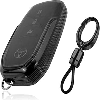 JVCV® Soft TPU Transparent Cover Compatible with Toyota Fortuner Camry Vellfire Hilux Innova Crysta Fortuner Legender Innova HyCross Land Cruiser 2B/3B Smart Key (with Keychain - Style A)