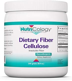 Nutricology Dietary Fiber Powder - 2000mg Insoluble Fiber Supplement, Microcrystalline Cellulose Powder, Powdered Cellulose, Non-Fermentable, Hypoallergenic - 8.8 Oz