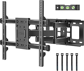 BONTEC Full Motion TV Wall Mount for 37-84 Inch LED LCD OLED Flat Curved TVs, Swivel Tilt Articulating Dual Arm TV Mount Bracket Holds up to 132lbs, Max VESA 600x400mm, Easy Installation