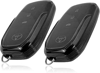 JVCV® 2 Pack Soft TPU Transparent Cover Compatible with Toyota Fortuner Camry Vellfire Hilux Innova Crysta Fortuner Legender Innova HyCross Land Cruiser 2B/3B Smart Key (Transparent Black)