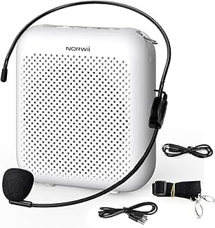 Voice Amplifier, Power Amplifiers, Portable Mini Wired Microphone Headset for Teacher Classroom & Outdoor Lectures, Teaching, Tour Guides, USB-C Rechargeable