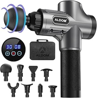 ALDOMMassage Gun Deep Tissue 30 Adjustable Speeds 8 Massage Heads,Large Capacity&USB-C Rechargeable 4800rpm Powerful Handheld Muscle Massager for Muscle Pain Relief Relaxation-LCD Display