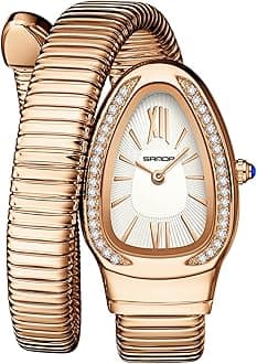 Snake Bracelet Watch for Women, Elegant Bangle Wrist Watch with Flexible Wrap Strap Design, Fashion Jewelry Style Quartz Watch, Adjustable Cuff Watch for Dress & Gift