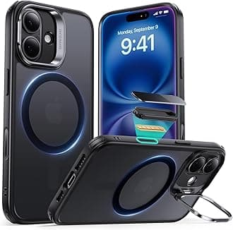 ESR for iPhone 16 Case, Compatible with MagSafe, Built-in Stash Stand Phone Case, Military-Grade Protective Case, Scratch-Resistant Back Cover, Classic Series, Frosted Black