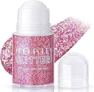 Roll-on Holographic Body Glitter Gel for Face Hair, Chameleon Color Changing Glitter Gel Under Light, Chunky Mermaid Sequins Festival Party Rave Accessories Shimmer Makeup (20# Pink)