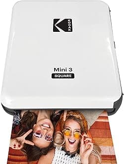 KODAK All-New Mini 3 Square Instagram Size Bluetooth Portable Photo Printer with 4PASS Technology - White