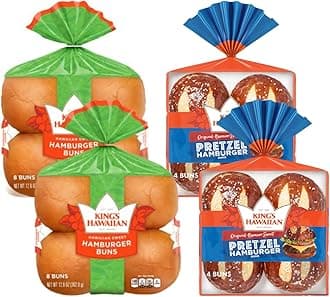 King's Hawaiian Sweet Pretzel Hamburger Buns, (10.5oz) & Original Sweet Hamburger Buns, (8ct) (2ea) Variety Pack