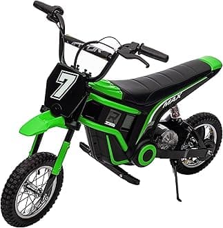 24V Electric Dirt Bike for Kids 8-14, Motorcycle With Authentic Motocross Geometry, Rear-Wheel Drive, High-Torque Motor, Green