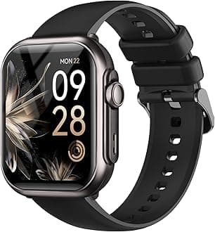 RUXINGXSmart Watch for Men for iPhone&Android: 100 Day+Battery Life, Smart Watch(Answer/Make Calls) with SpO2 Sleep Heart Rate Monitor,5ATM Waterproof,Fitness Tracker with 120+Sport,Reloj Inteligente Black