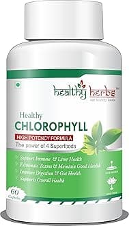 Super Chlorophyll Capsule - Pack 60 Capsules 500mg - POWER OF 4 SUPERFOODS - High Potency Formula | DETOXIFIER, Lungs & Liver Detox, Improve Skin, Weight Loss Management