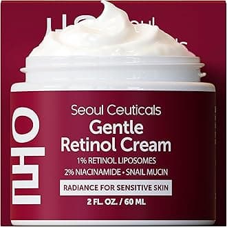 SeoulCeuticals Korean Retinol Night Cream for Face – K Beauty 1% Retinol Cream with 97.5% Snail Mucin & 2% Niacinamide – Lightweight Moisturizer for Sensitive Skin – 2oz