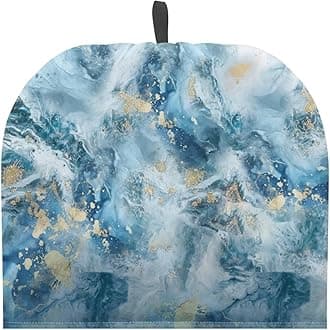 Tea Cozy for Teapot Kitchen Accessory Tea Pot Cosy Insulated Thermal Kettle Cover Breakfast Warmer Washable for Home Kitchen Tabletop Decoration, Blue Gold Marble