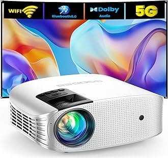 Smart 4K Projector with 5G WIFI and Bluetooth, Built-in Apps, Dolby Audio, 800ANSI Outdoor Projector, 400" Zoom Home Theater Projector Compatible with TV Stick,iOS,Android