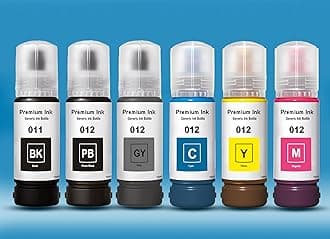 CANOFF 011/012 Compatible Refill Ink for Epson L8180 / L8160 Printer – Compatible Ink Bottle for Epson 011/012 Ink (C/M/Y/K/PB/GY)