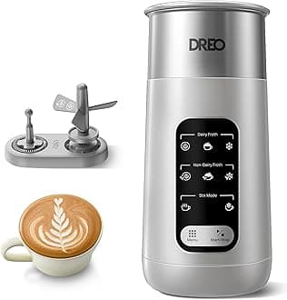 Milk Frother, 8-in-1 Electric Frother for Latte Art Coffee, 9oz/270ml Hot and Cold Foam Maker, Automatic Milk Warmer for Dairy and Non-Dairy Milk with LED, Anti-Burnt, Easy to Clean, Grey