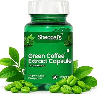 Sheopals Green Coffee Extract Capsules | Natural Fat Burner Supplement | Supports Weight Management & Metabolism | Fat Burner for Weight Loss Products Supplement for Women and Men | 60 Veg Capsules