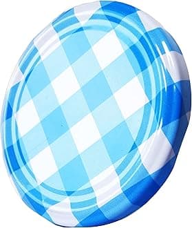 Metal Lug Cap 82 mm Lid for Glass Storage Jars and bottles (brand peerul) (Pack of 10, Blue Checkered)