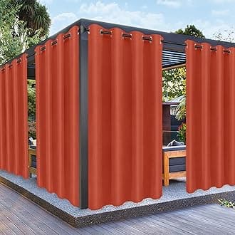 PureFit Outdoor Curtains for Patio Waterproof Weatherproof, UV and Fade Resistant Outside Curtains for Gazebo, Front Porch, Pergola, Sun Blocking Privacy Curtain, 52 x 84 inch, 1 Panel, Terra Red