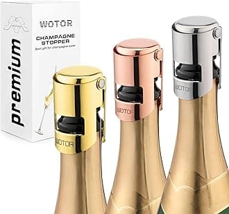 WOTOR 3 Pack Champagne Stoppers with Stainless Steel Champagne Saver with Food Grade Silicone Leak proof Keep Fresh Reusable Champagne Cork for Champagne, Cava, Prosecco and Sparkling（Triple Color）