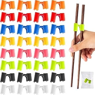 Suttmin 200 Pcs Reusable Chopsticks Helper Multicolor Plastic Practice Chopstick Trainer Hinges Connector Chinese Chop Stick Helper for Adult Learner Beginner